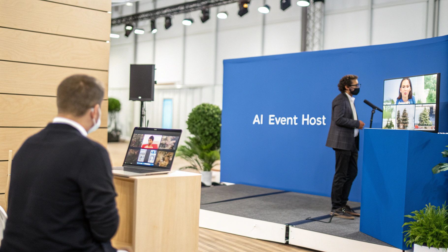 Emcee guiding an AI panel discussion
