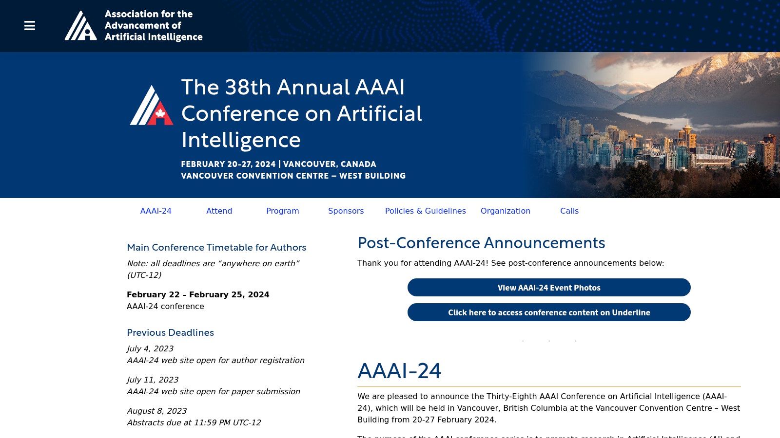 AAAI-24: The Hub for Comprehensive AI Research