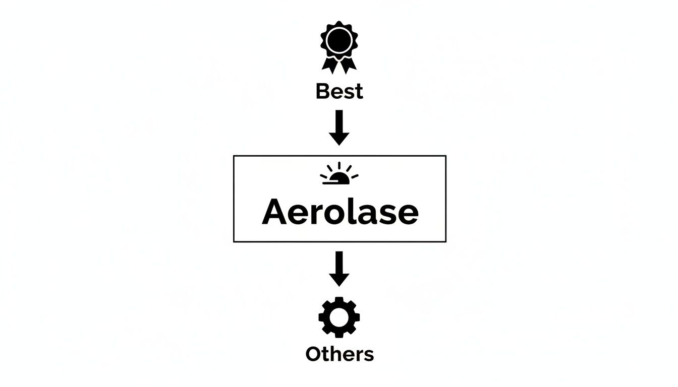 Diagram illustrating Aerolase as the best option, positioned above other alternatives.