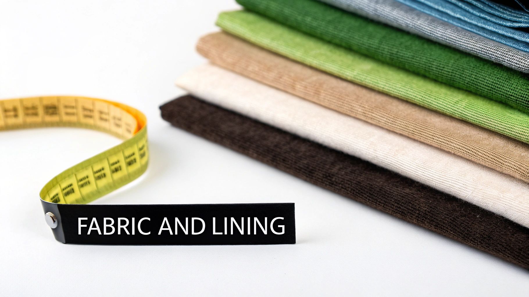 A close-up of different fabric swatches for Roman blinds, showcasing various colours and textures.