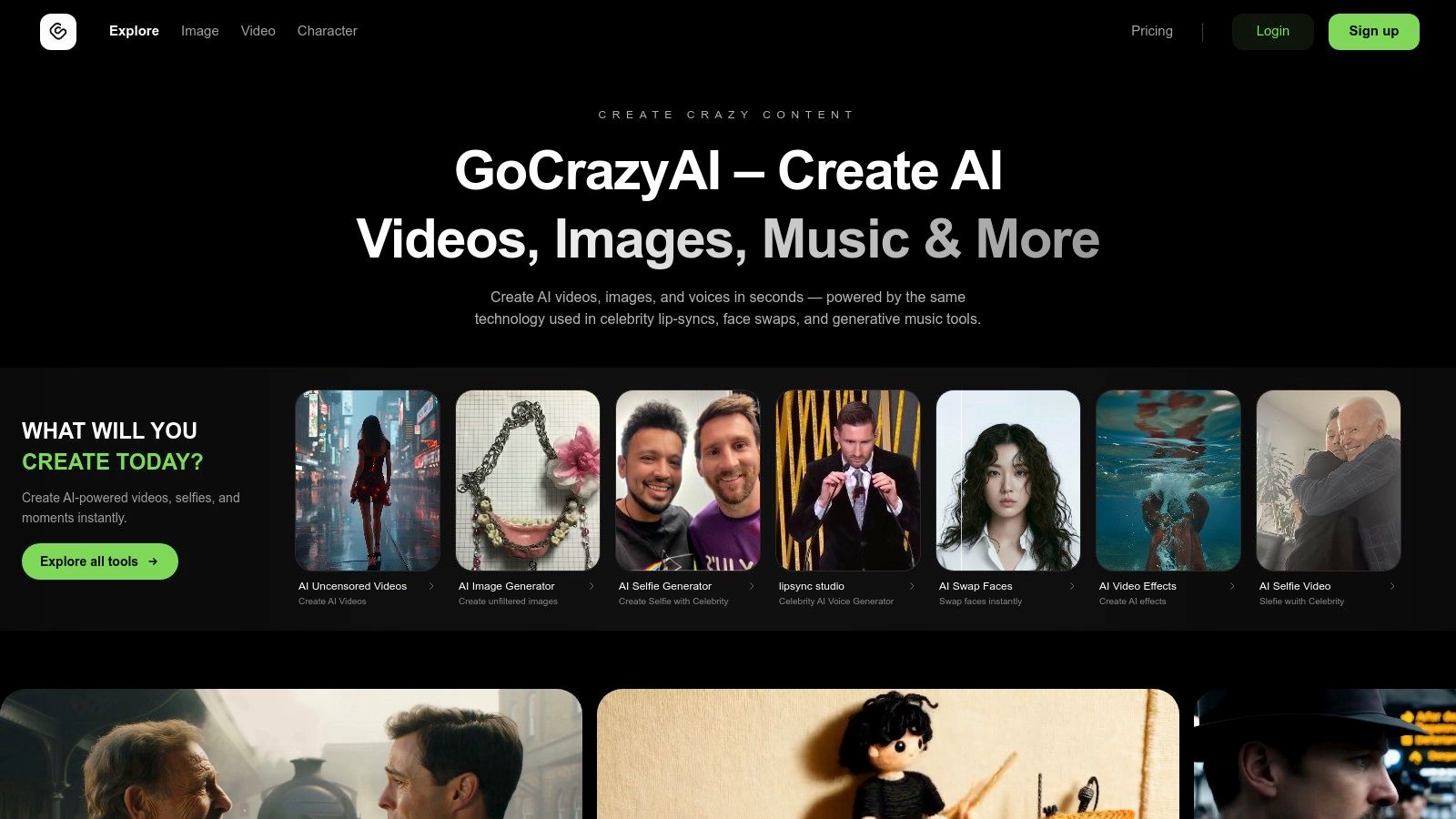 GoCrazyAI (browser-based studio)