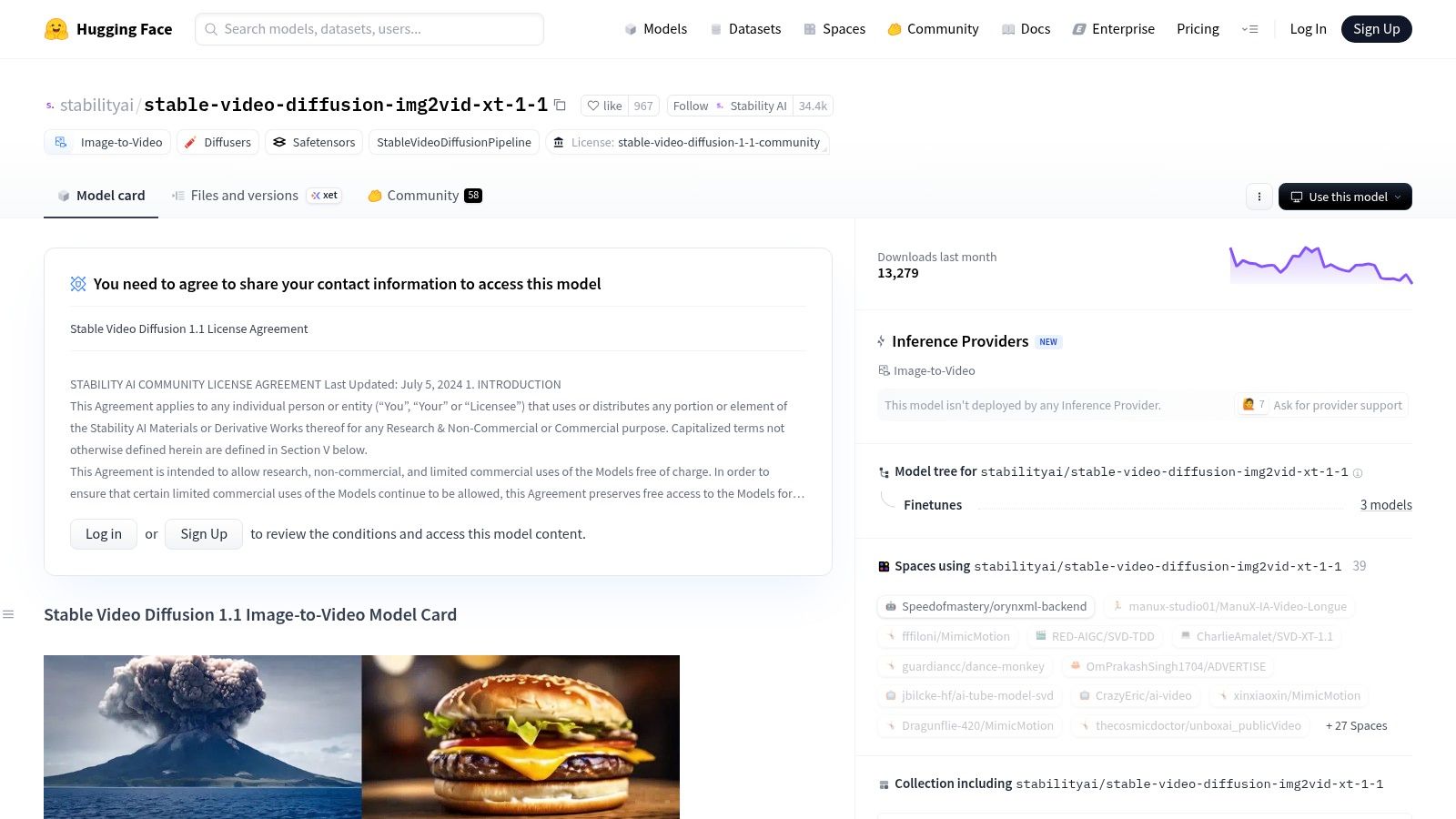 Stability AI – Stable Video Diffusion (on Hugging Face)