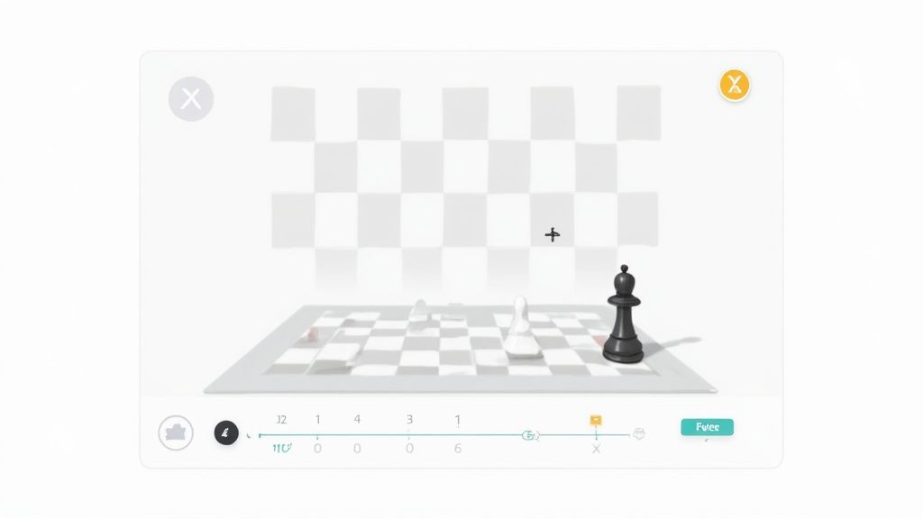 Screenshot of a chess puzzle interface, showing a board with a black bishop, two white pawns, and game controls.