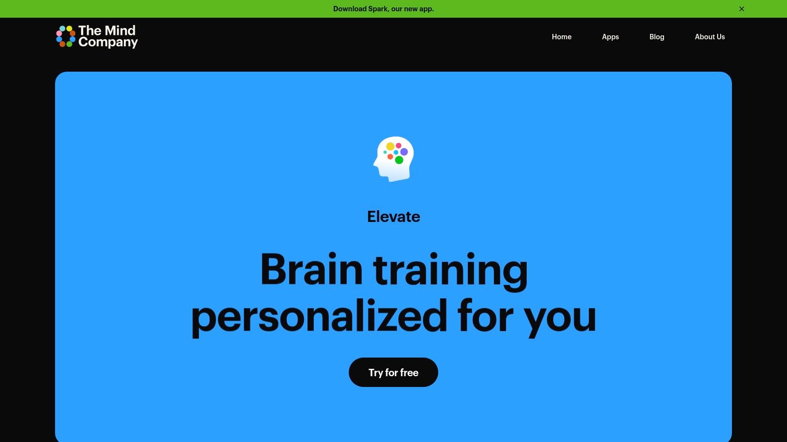 A screenshot of the Elevate app showing various game categories like Writing, Reading, and Speaking.