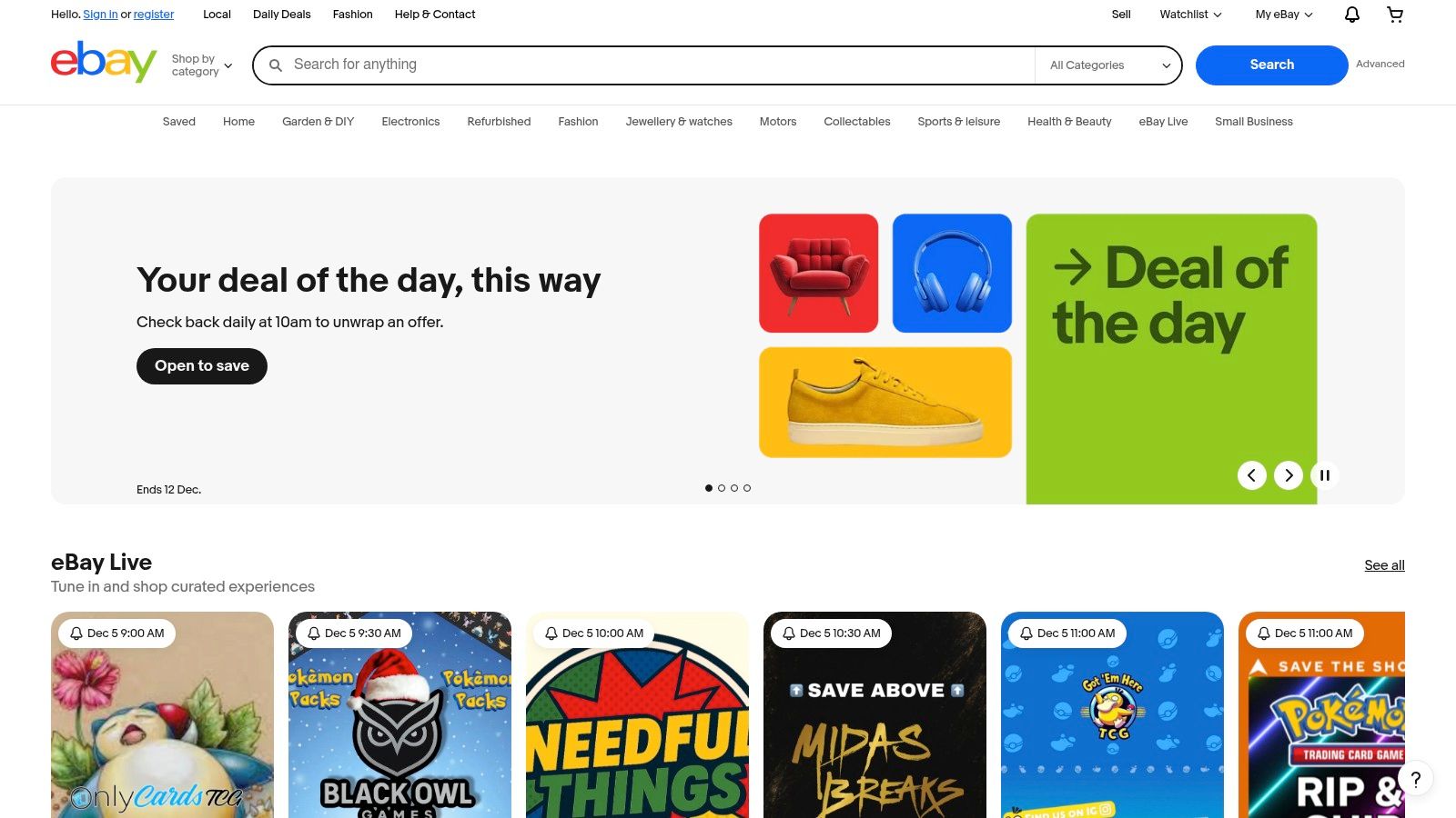 A screenshot of the eBay UK website showing various listings for Nintendo Switch brain training games.