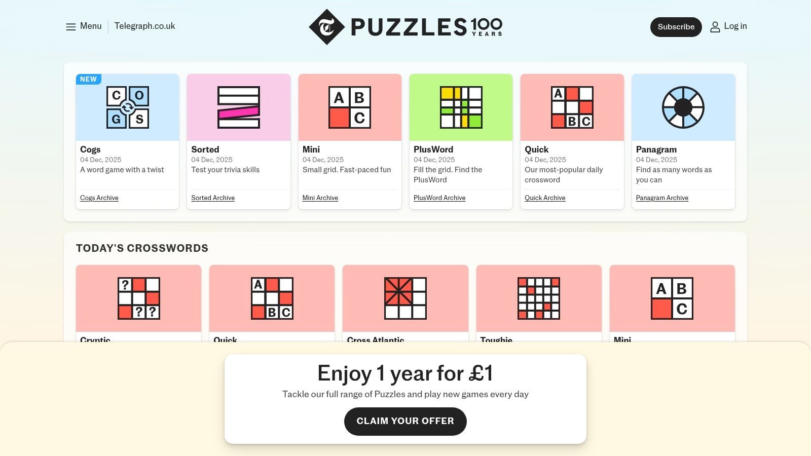 A user playing a Sudoku puzzle on the Telegraph Puzzles website, with the grid partially filled and the timer running.