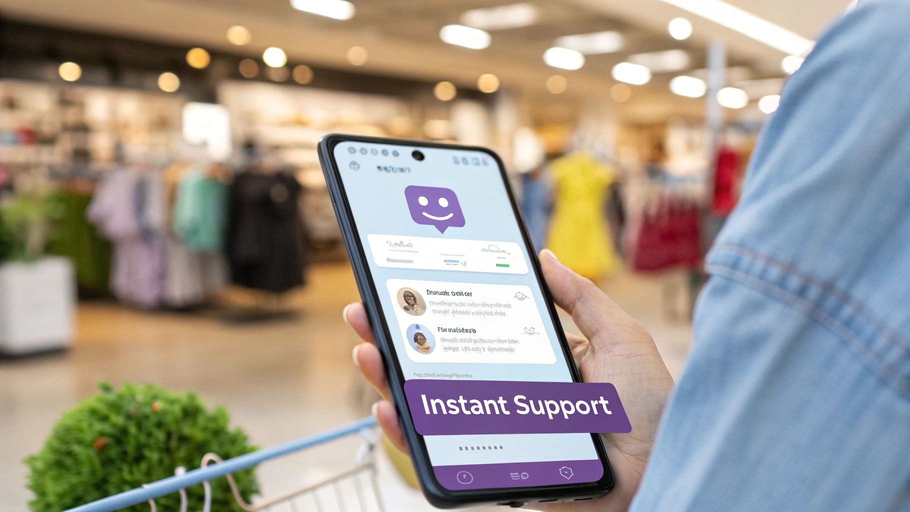 Image of a person using a chatbot on their phone