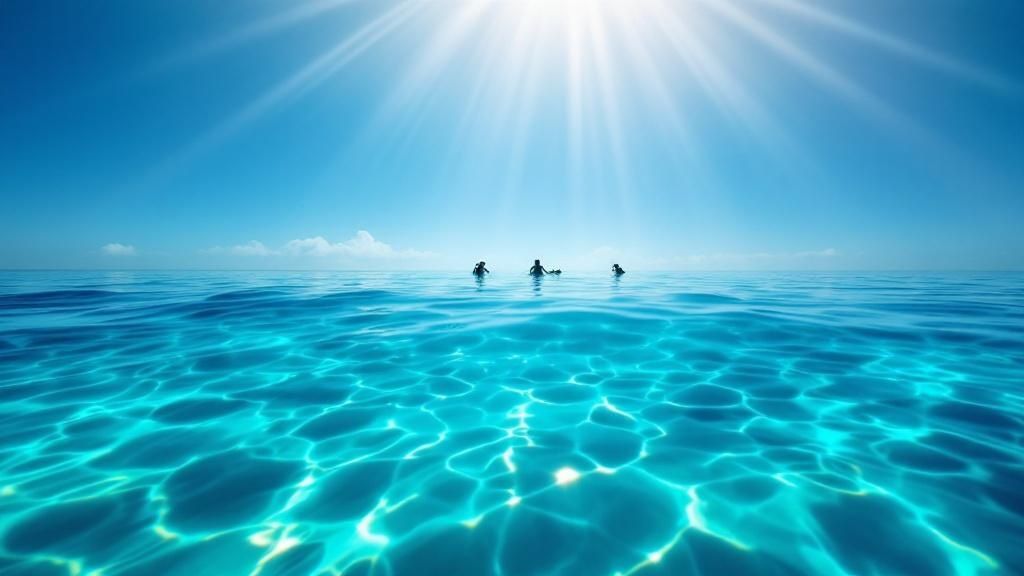 A group of scuba divers learning in the clear blue waters of the Big Island, Hawaii.