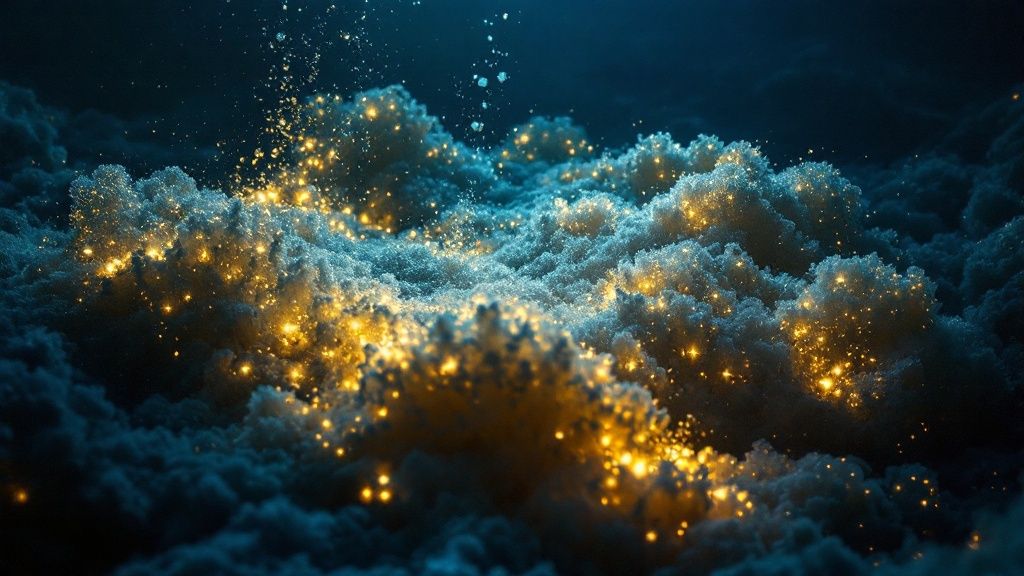 A scuba diver illuminates a manta ray with a dive light during a night dive in Kona.