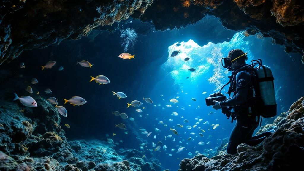 A scuba diver exploring the vibrant coral reefs of the Big Island