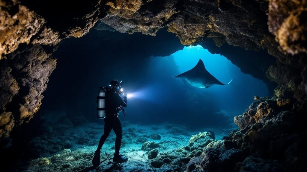 Scuba divers preparing their gear on a boat before a manta ray dive in Kona.