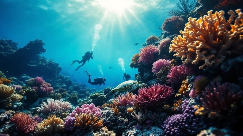 Mesmerizing underwater scene with diverse marine life