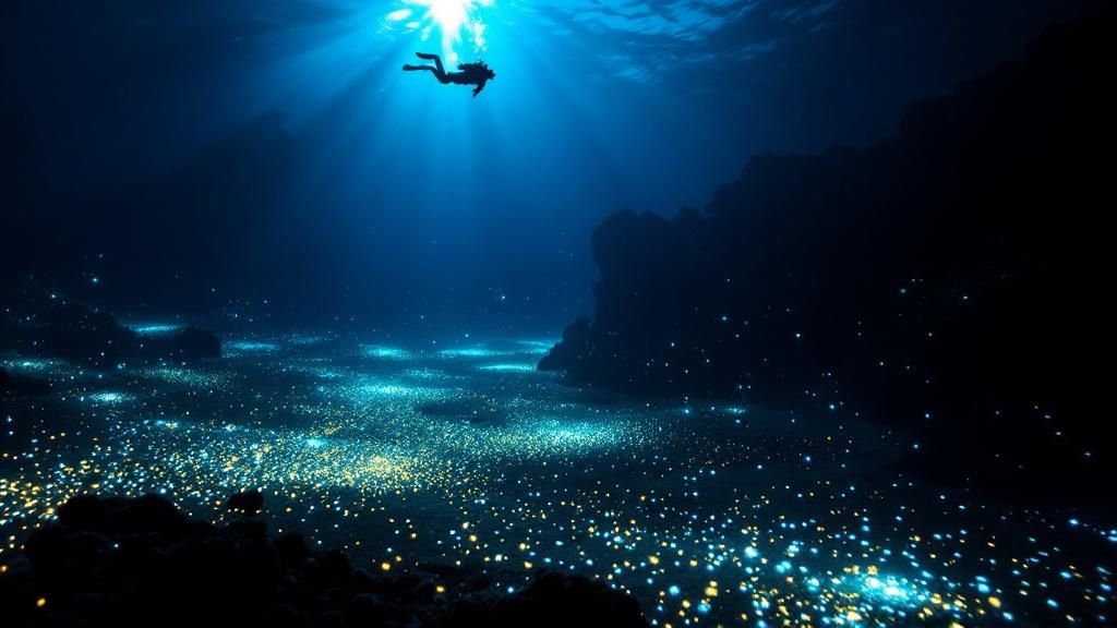 Scuba divers preparing for a manta ray dive in Kona at sunset.