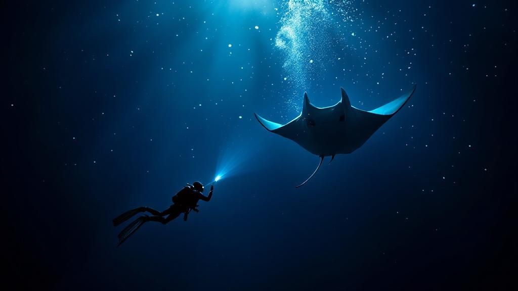 Snorkelers holding onto a light board watching manta rays in Kona