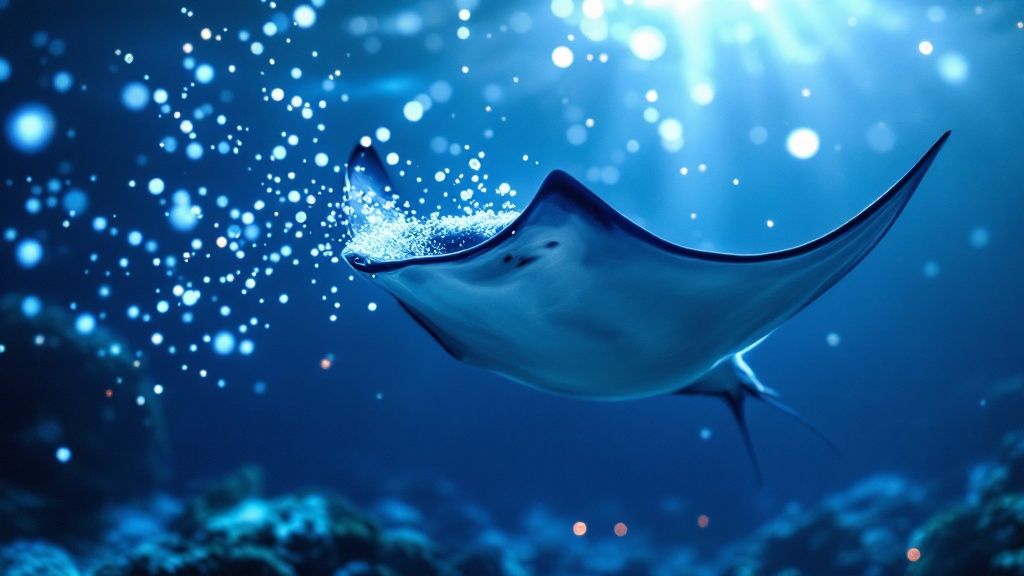 Divers observing manta rays respectfully