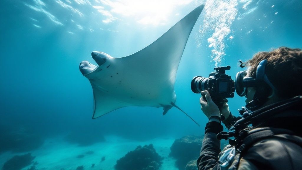 Photographers capturing manta rays in Kona