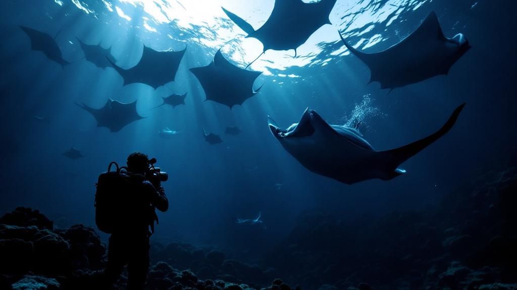 Preparing for a manta ray night dive
