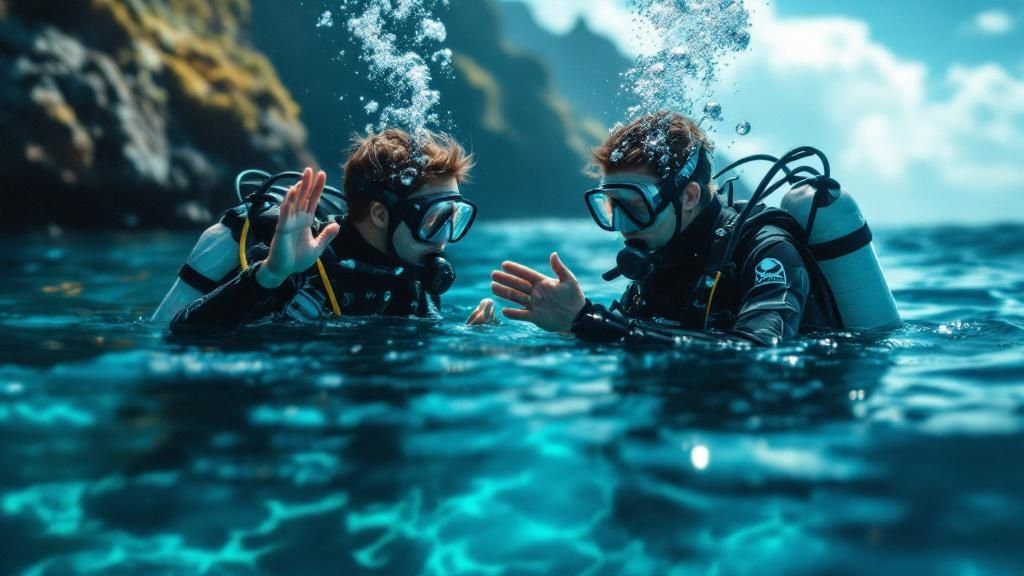 Divers preparing their gear