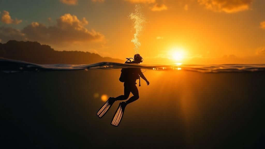 A scuba diver gives the okay sign underwater on the Big Island