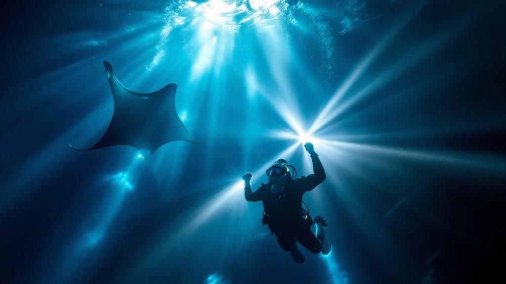 Preparing for Manta Ray Night Dive