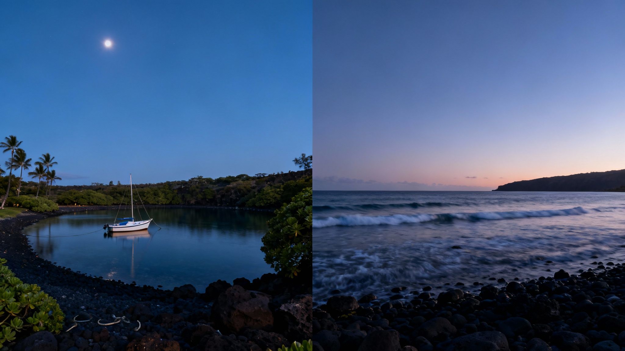 A scuba diver illuminates a dive light during a night dive in Kailua Kona.