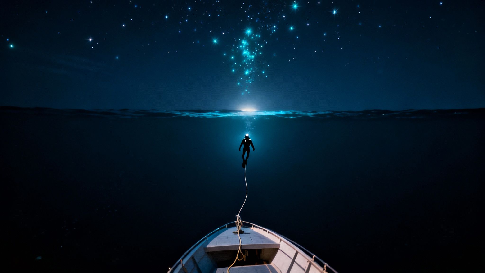 A diver explores the unique underwater volcanic formations of the Big Island, Hawaii.