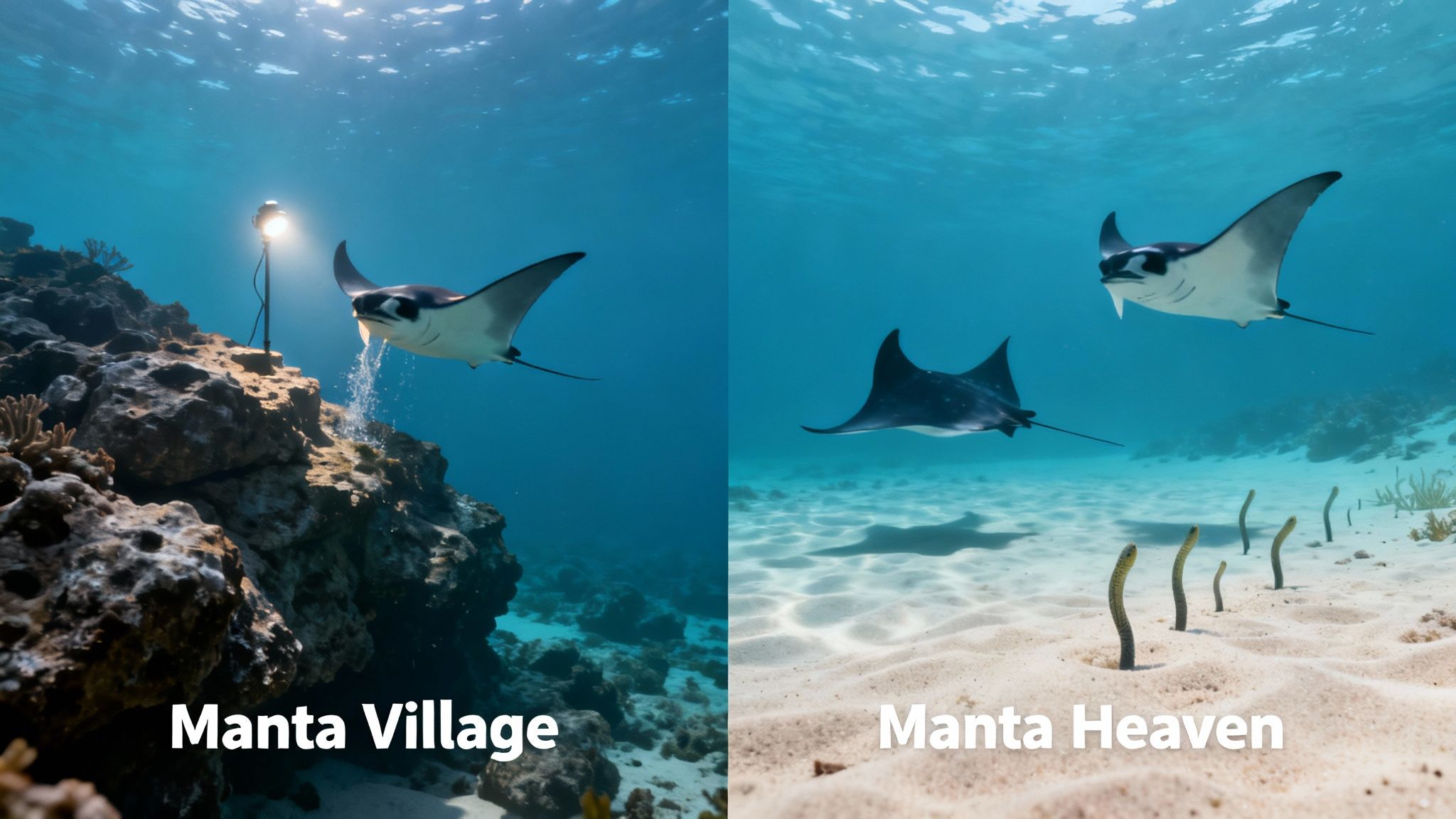 Manta ray swimming gracefully near the ocean surface with sunlight filtering through the water.