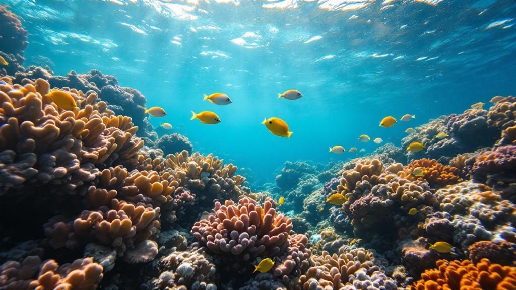 Beautiful coral reef in Kona, Hawaii.