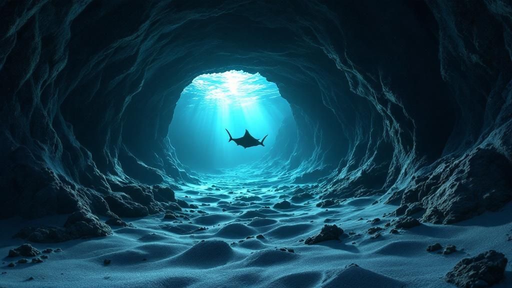 A group of snorkelers hold onto a floating light board at night, looking down at manta rays.