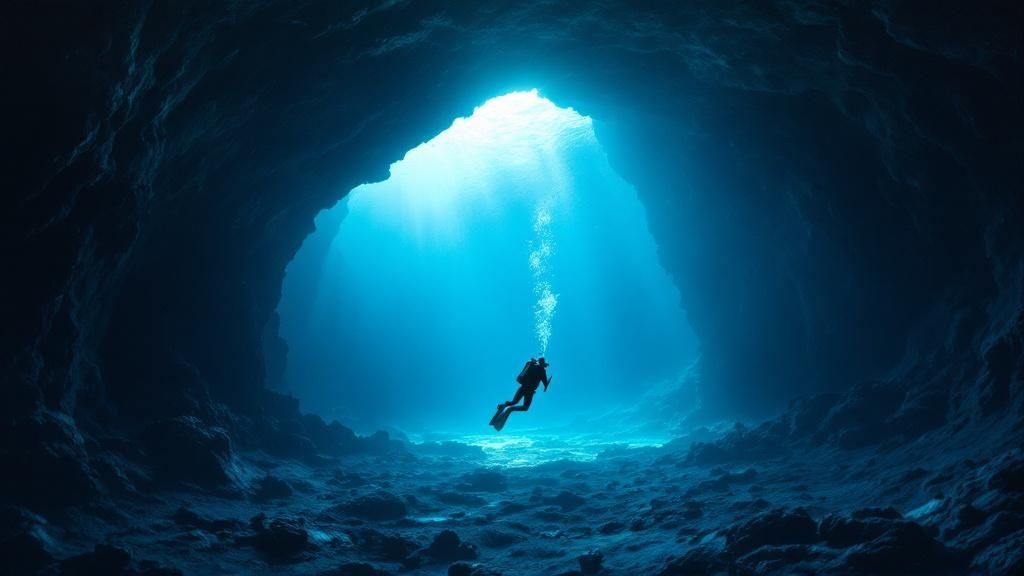 Scuba diver exploring a vibrant coral reef on the Big Island.