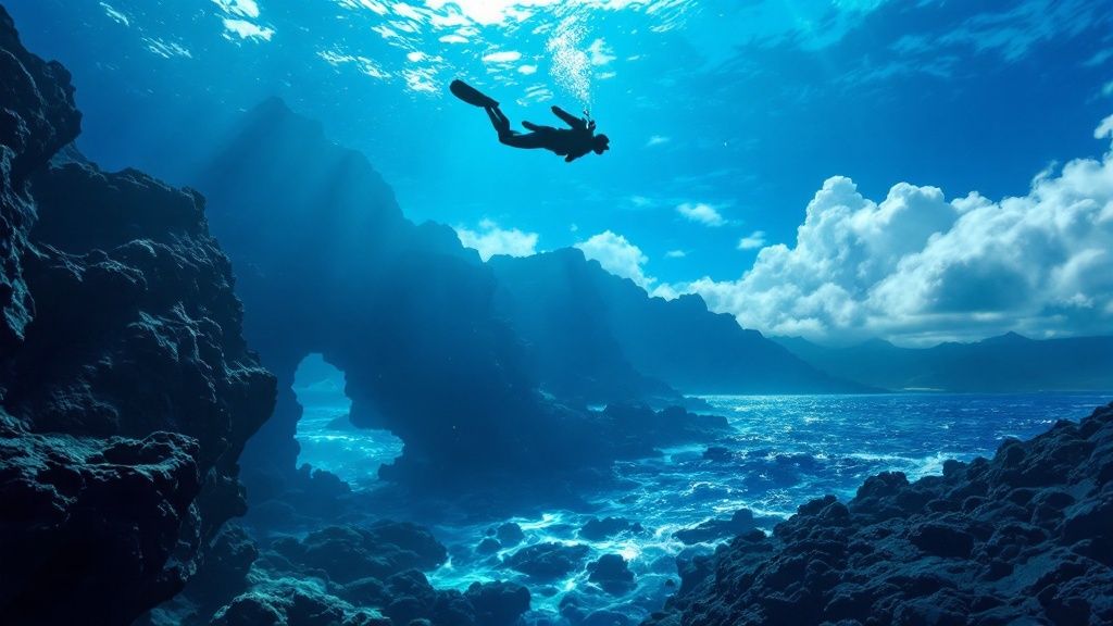 Divers with Manta Ray