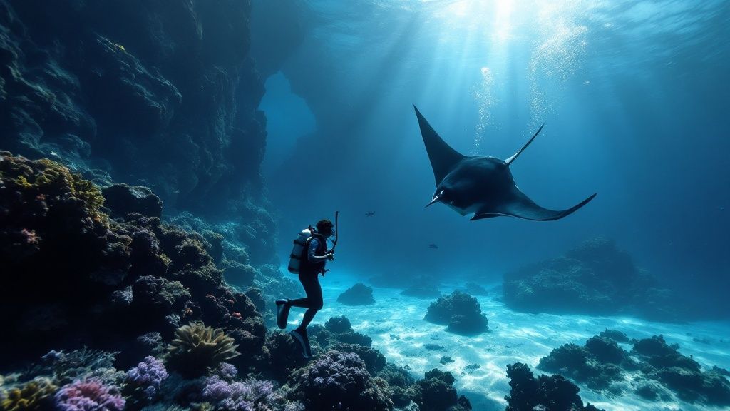 Divers preparing for a manta ray dive