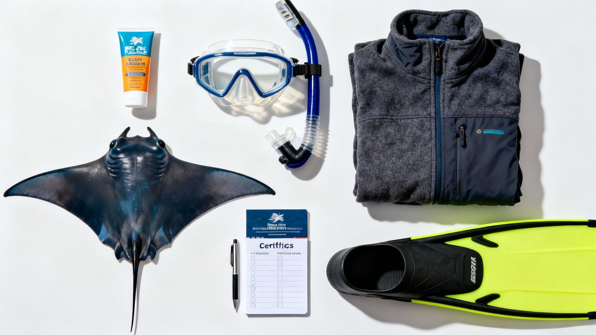 A scuba diver getting their gear ready on a boat during sunset in Kona.