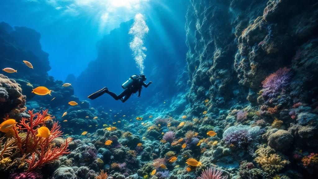 Scuba diver exploring a reef off the Big Island