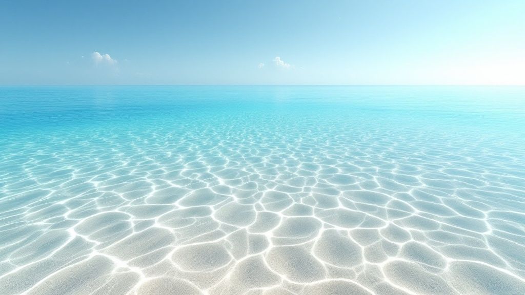 A scuba diver swims over a healthy coral reef in Kona, Hawaii, with clear blue water and bright sunlight.