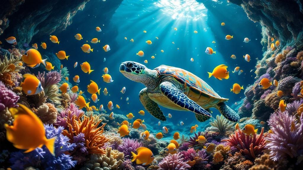 Scuba diver exploring a volcanic reef