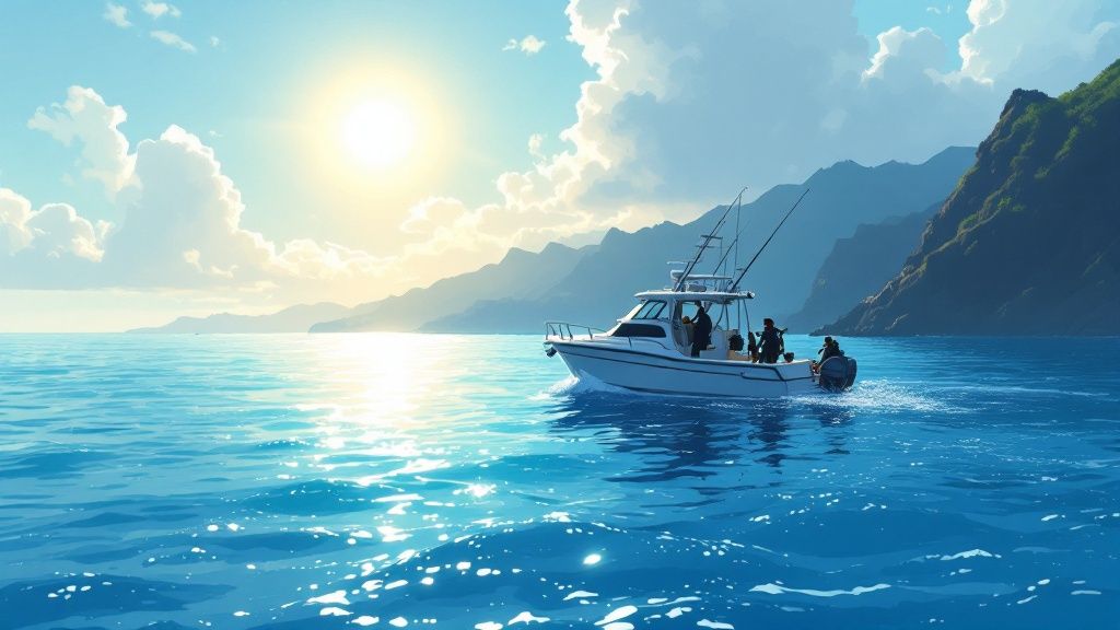 A scuba instructor teaches a student in a pool session in Hawaii