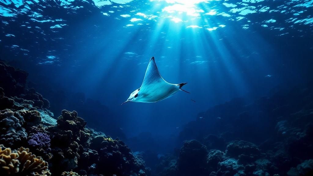 Manta ray at night