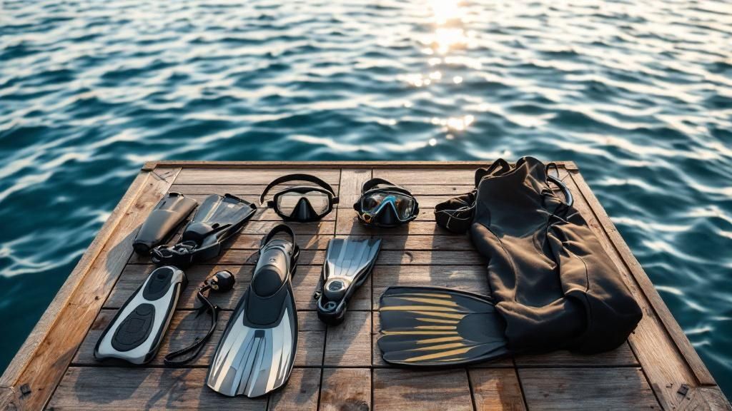 A dive boat from Kona Honu Divers on the calm waters off the Kona coast.