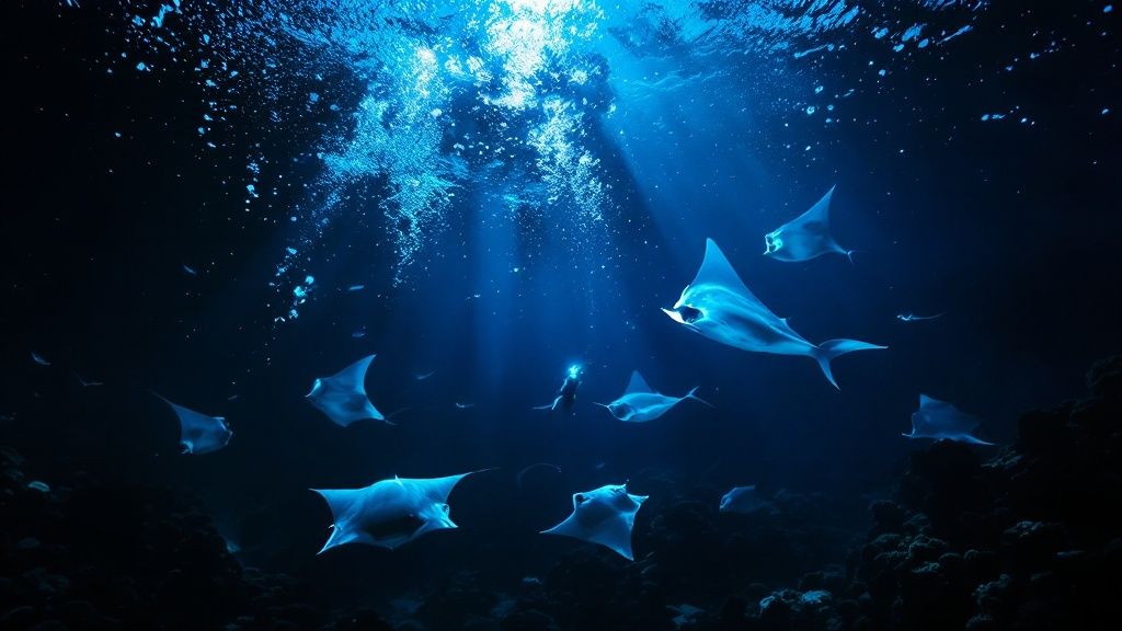 Manta ray with unique belly pattern