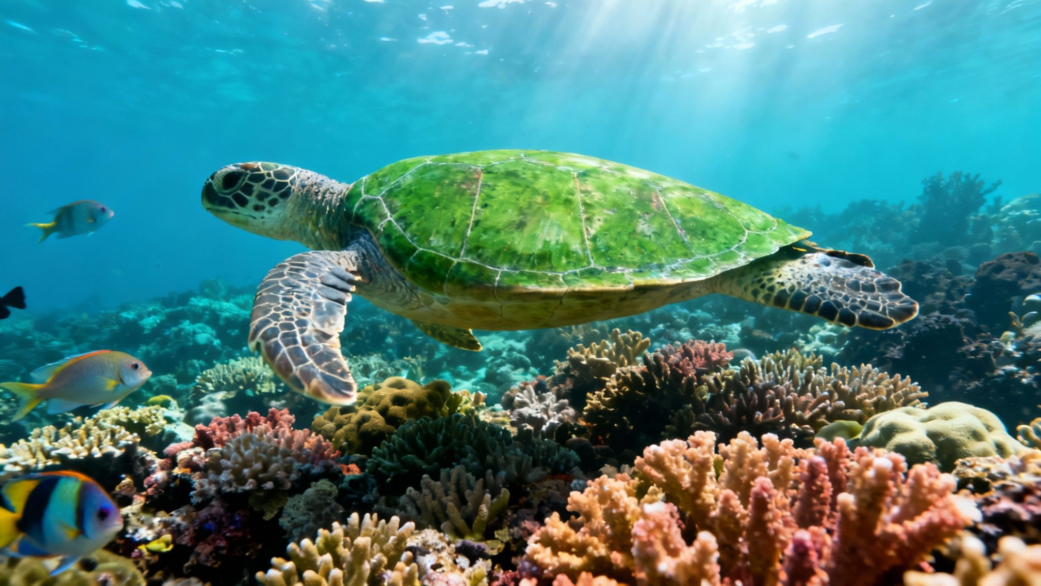 A group of scuba divers exploring the clear blue waters of Kona, Hawaii during their open water certification.