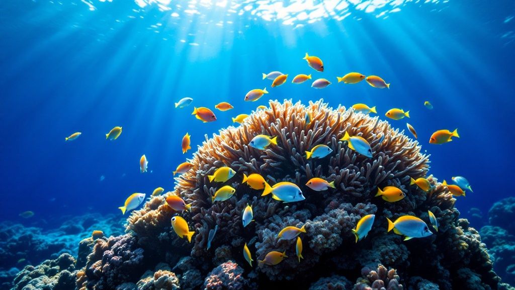 A bioluminescent creature photographed during a blackwater dive in Kona.
