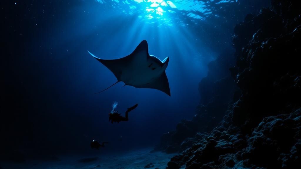 Manta Rays feeding in Kona