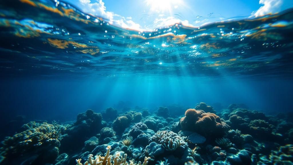 A green sea turtle swims over a reef in Kona