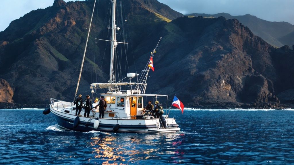 Divers preparing for a dive off the Big Island