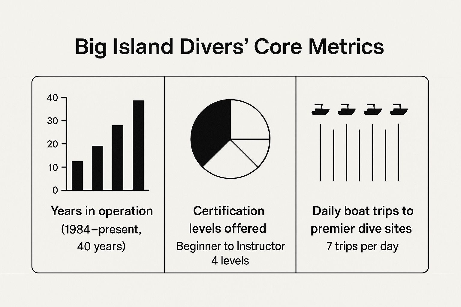 Infographic showing key data about Big Island Divers