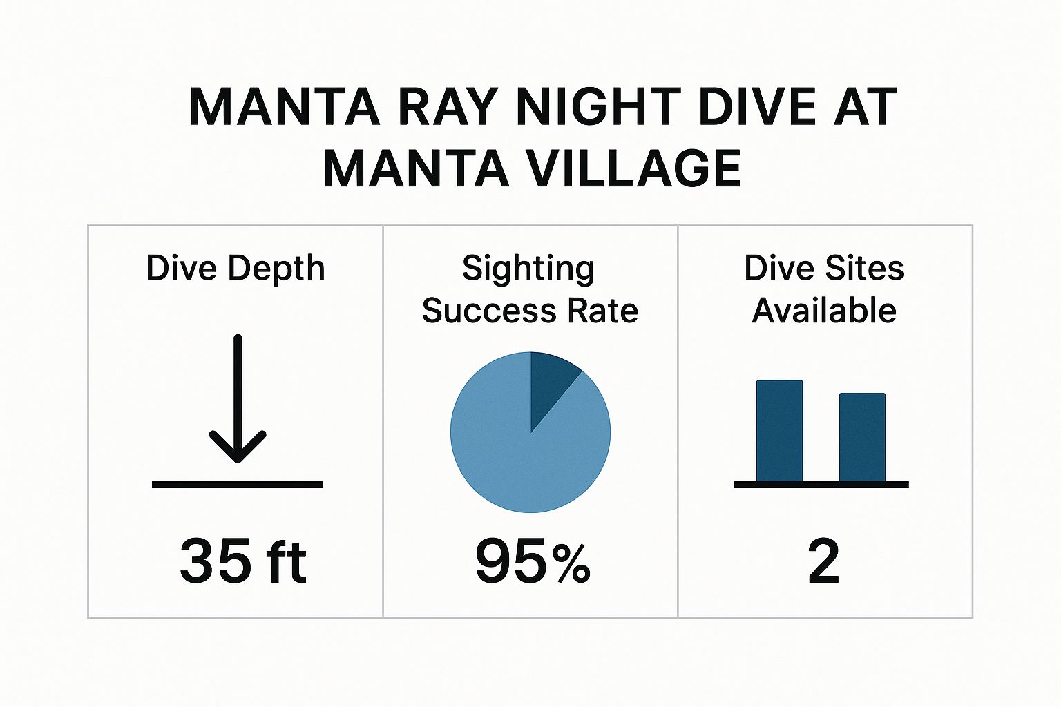 Infographic showing key data about The World-Famous Manta Ray Night Dive