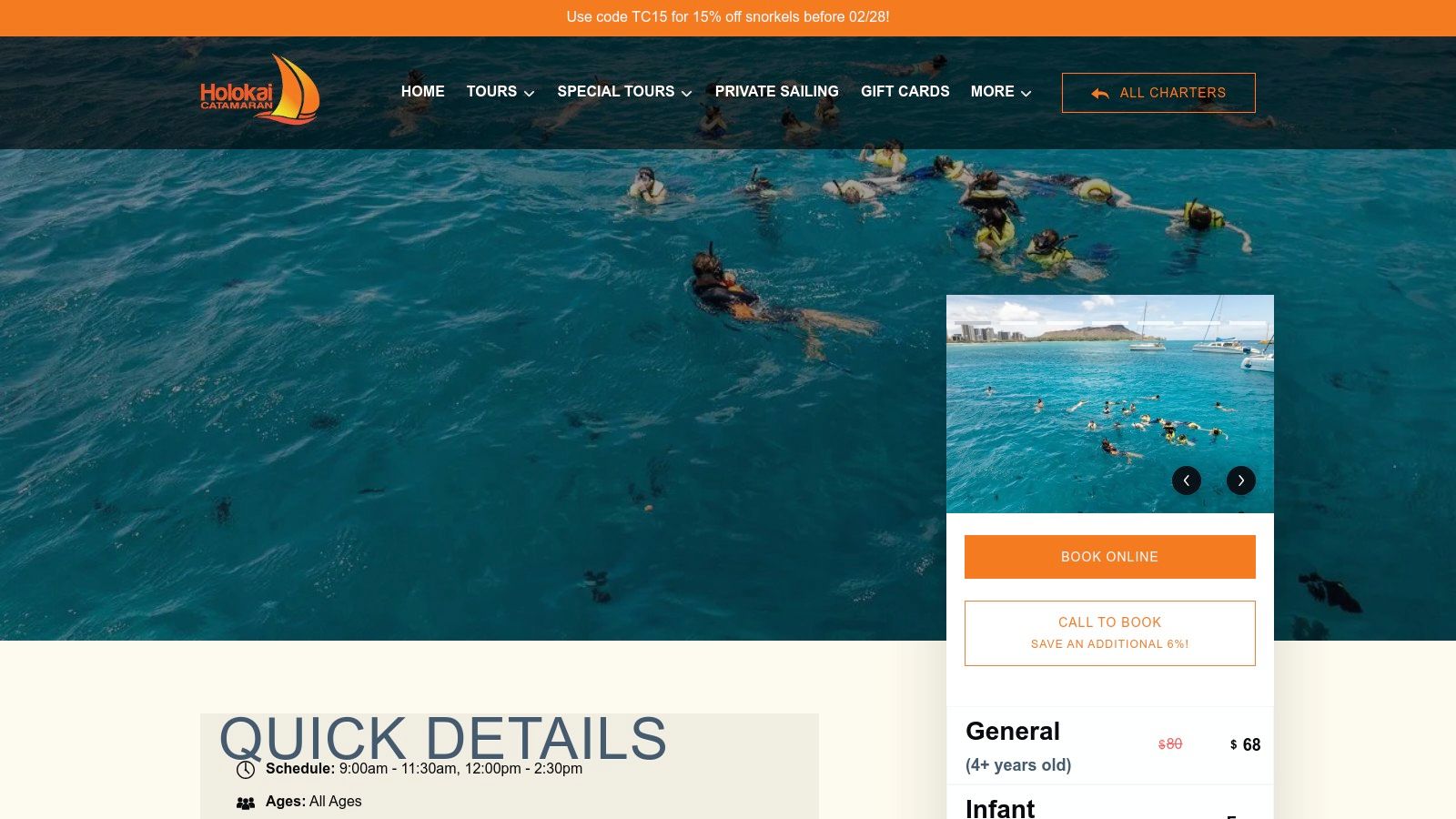 Holokai Catamaran – Turtle Canyon Snorkel & Sail