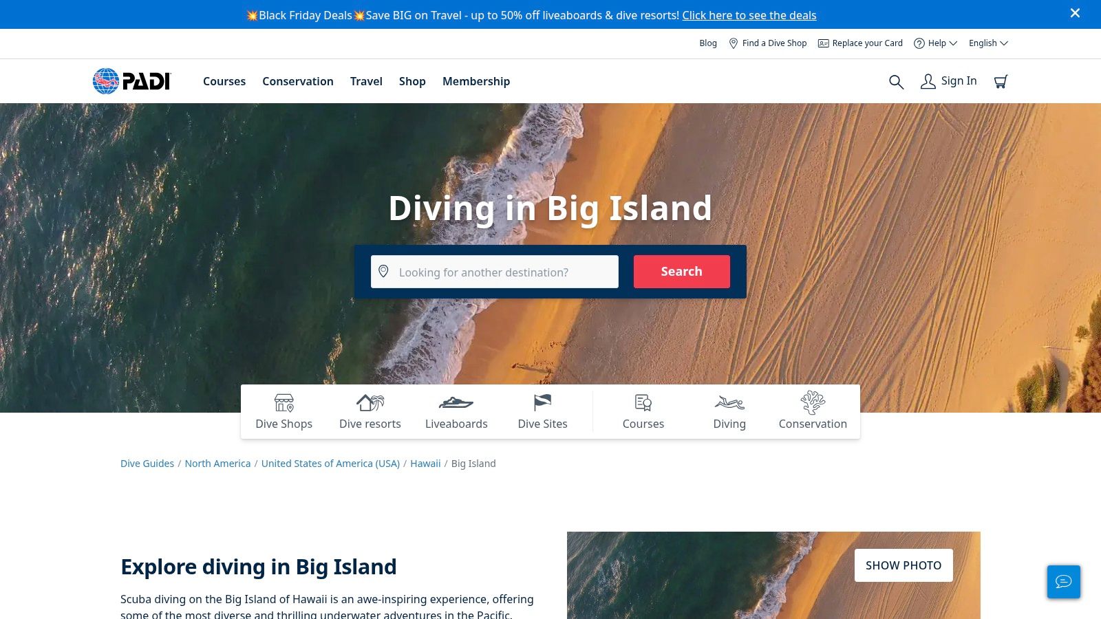 PADI (Big Island & Kailua-Kona pages)