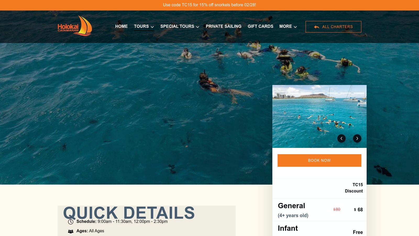 Holokai Catamaran — Turtle Canyon Adventure Sail (Waikiki)